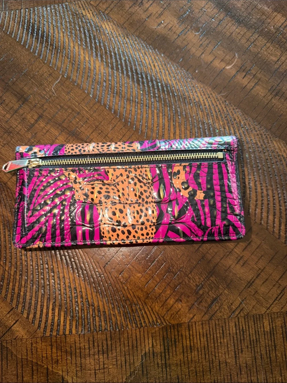 Brahmin Pink and Orange Leopard Print wallet